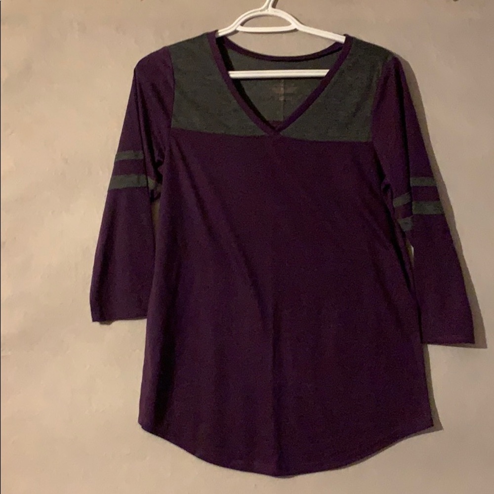 Arizona Jeans Company Purple/Grey 3-Quarter Sleeve